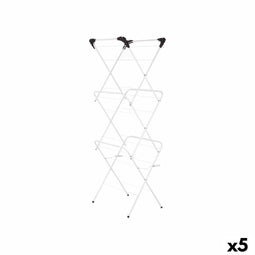 Vouwbare Waslijn Wit Zwart 47 x 41 x 136 cm Verticaal (5 Stuks)