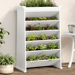 Kruidenbak 6-laags 69x40x101,5 cm massief grenenhout wit
