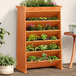 Kruidenbak 6-laags 69x40x101,5 cm massief grenenhout wasbruin