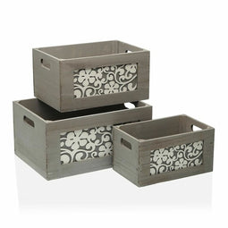 Set van opstapelbare opbergboxen Versa Hout (26 x 18 x 36 cm)