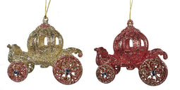 Kurt S. Adler - Ornament plastic koets goud roze l12cm
