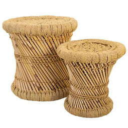 Set van krukken Alexandra House Living Natuurlijk Bamboe Touw 38 x 38 x 38 cm 2 Onderdelen