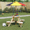 Picknicktafel voor 4 kinderen met parasolgat rond vurenhout