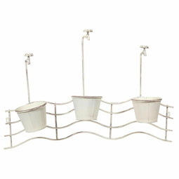 Plantenpot voor relingen Alexandra House Living Wit Ijzer 23 x 69 x 95 cm