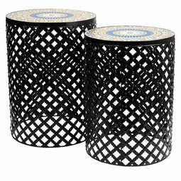 Bloempotstandaard Alexandra House Living Zwart Ijzer Tegel 38 x 50 x 38 cm 2 Onderdelen