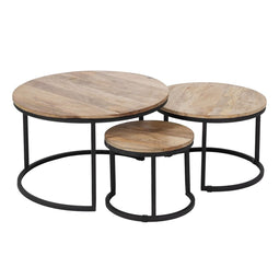 Set van 3 tafels Zwart Natuurlijk 79 x 79 x 48 cm