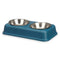 Voerbak voor katten Dubbel Blauw Metaal 35 x 7,5 x 19 cm (12 Stuks)