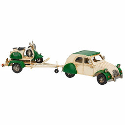 Decoratieve figuren Alexandra House Living Groen Ijzer ABS Motorfiets Aanhanger 9 x 9 x 41 cm