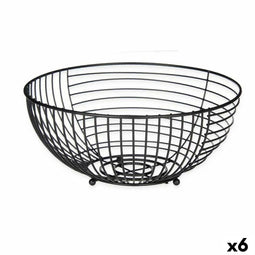 Fruitschaal Zwart Metaal 28 x 12 x 28 cm (6 Stuks)
