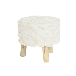 Voetensteun DKD Home Decor Wit Bruin Eucalyptushout 40 x 40 x 40 cm