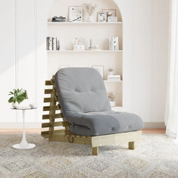 Futon slaapbank met matras 70x206x11 cm gempregneerd hout