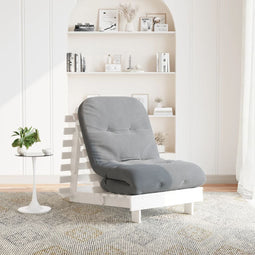 Futon slaapbank met matras 70x206x11 cm massief grenenhout wit