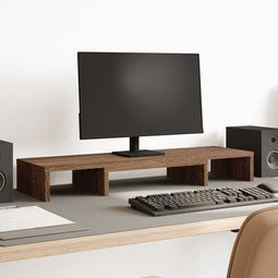 Monitorstandaard verstelbaar 80x24x10,5 cm hout bruin eiken