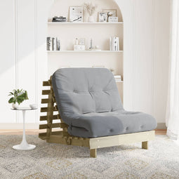 Futon slaapbank met matras 80x206x11 cm gempregneerd hout