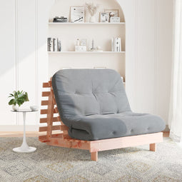 Futon slaapbank met matras 100x206x11 cm massief douglashout