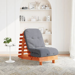 Futon slaapbank met matras 60x206x11 cm grenenhout wasbruin