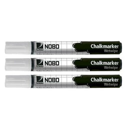 Vloeibare krijtstiften Nobo Wit (3 Onderdelen)