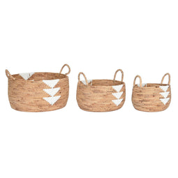 Basket spelset DKD Home Decor Wit Natuurlijk Touw Zeegras Boho 55 x 55 x 40 cm