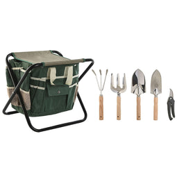 Tuingereedschapsset Home ESPRIT 7 Onderdelen Zwart Groen Zilverkleurig 40 x 28 x 35 cm