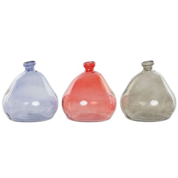 Vaas DKD Home Decor Zwart Rood Marineblauw Gehard glas 17 x 17 x 18 cm (3 Stuks)