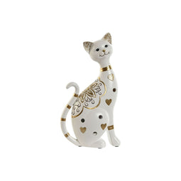 Decoratieve figuren Home ESPRIT Wit Gouden Kat Romantiek 16 x 8 x 30 cm
