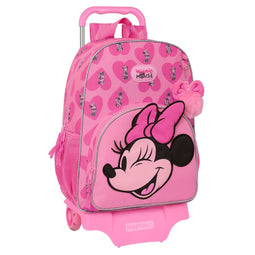 Schoolrugzak met Wielen Minnie Mouse Loving Roze 33 x 42 x 14 cm