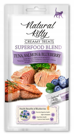 NATURAL KITTY Superfood Blend Tuna, salmon and blueberry - Kattensnoepje - 4 x 12g