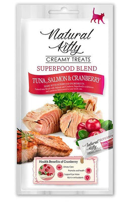 NATURAL KITTY Superfood Blend Tuna with salmon and cranberries - Kattensnoepje - 4 x 12g
