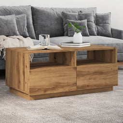 Salontafel met LED-verlichting 90x49x40 cm artisan eikenkleurig