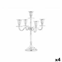 Kroonkandelaar Zilverkleurig Aluminium 22 x 28,5 x 9 cm (4 Stuks)