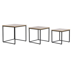 Set van 3 tafels DKD Home Decor Zwart Metaal 45 x 45 x 45 cm Hout MDF