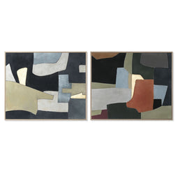 Canvas Home ESPRIT Blauw Groen polyestyreen Canvas Abstract Stads 104 x 4 x 123,5 cm (2 Stuks)