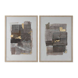 Canvas Home ESPRIT Bruin Beige polyestyreen Plexiglas Abstract Stads 74 x 4,5 x 104 cm (2 Stuks)