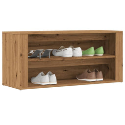 Schoenenbankje 100x35x45 cm bewerkt hout artisanaal eikenkleur