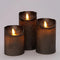 Anna's Collection - 3ST OPLAADBARE KAARS WAX ANTRACIET RUSTIEK BEWEGENDE VLAM 7,5X10/12,5/15CM ME...