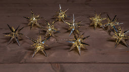 Anna's Collection - 10Pcs Silver 3D Star 12 cm 10Led Warm White 1,5M