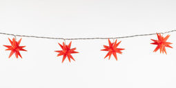 Anna's Collection - 10Pcs Red 3D Star 6,5Cm / 10Led Warm White 1,5M / 5M Transpa