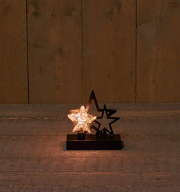 Anna's Collection - STER GLAS OP METALEN VOET MET 2 METALEN STER - 15X6X15,5CM - 2AA - 6H/18H TIM...