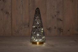 Anna's Collection - B.O.T. Tree Glass 13X28,5 cm Grey With Golden Base 10Led