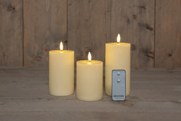 Anna's collection - B.O. 3Pcs 3D Wick Ivory Ribbel Candle 7,5X1012,515 cm Rusti