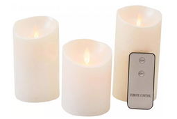 Anna's Collection - 3ST OPLAADBARE KAARS WAX PAREL RUSTIEK BEWEGENDE VLAM 7,5X10/12,5/15CM MET IN...