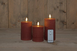 Anna's Collection - B.O. 3Pcs 3D Wick Antique Pink Ribbel Candle 7,5X1012,515C