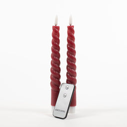 Annas collection - 2Pcs Burgundy Swirl Rustic Wax Taper Candle 23Cm 3D Wic
