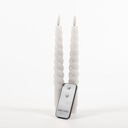 Anna's collection - 2Pcs White Swirl Rustic Wax Taper Candle 23Cm 3D Wick R