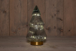 Anna's Collection - B.O.T. Tree Glass 15X28,5 cm Grey With Golden Base 10Led