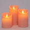 Anna's Collection - 3ST OPLAADBARE KAARS ROZE WAX RUSTIEK BEWEGENDE VLAM 7,5X10/12,5/15CM MET IND...