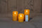 Anna's Collection - 3ST OPLAADBARE KAARS WAX OKERGEEL RUSTIEK BEWEGENDE VLAM 7,5X10/12,5/15CM MET...