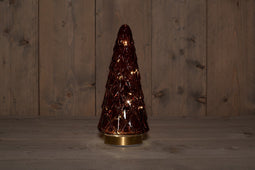 Anna's Collection - B.O.T. Tree Glass 13X28,5 cm Burgundy With Golden Base 10Led