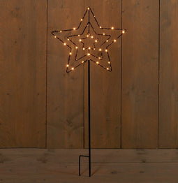Anna's Collection - Batterijverlichting ster 3 layer op steker zwart / koperdraad 38 LED classic...