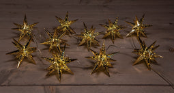 Anna's Collection - 10Pcs Gold 3D Star 12 cm 10Led Warm White 1,5M
